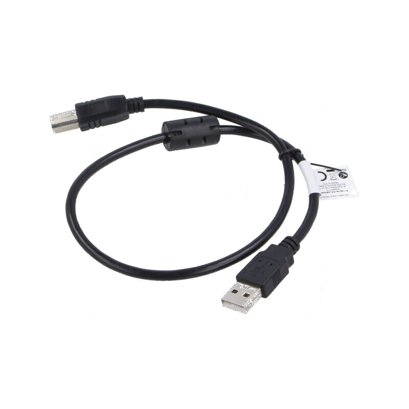 Cablu USB 2.0 A la B aurit 0,5m negru Fire: Cu | Electronic-mag.ro | Componente Electronice