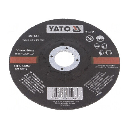 Disc de tăiere 125mm cu orificiu 22mm, grosime 2,5mm convex | Electronic-mag.ro | Componente Electronice