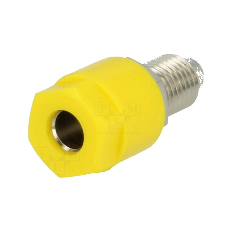 Conector banană 4mm soclu 36A 30VAC 60VDC Ø6mm galben | Electronic-mag.ro | Componente Electronice