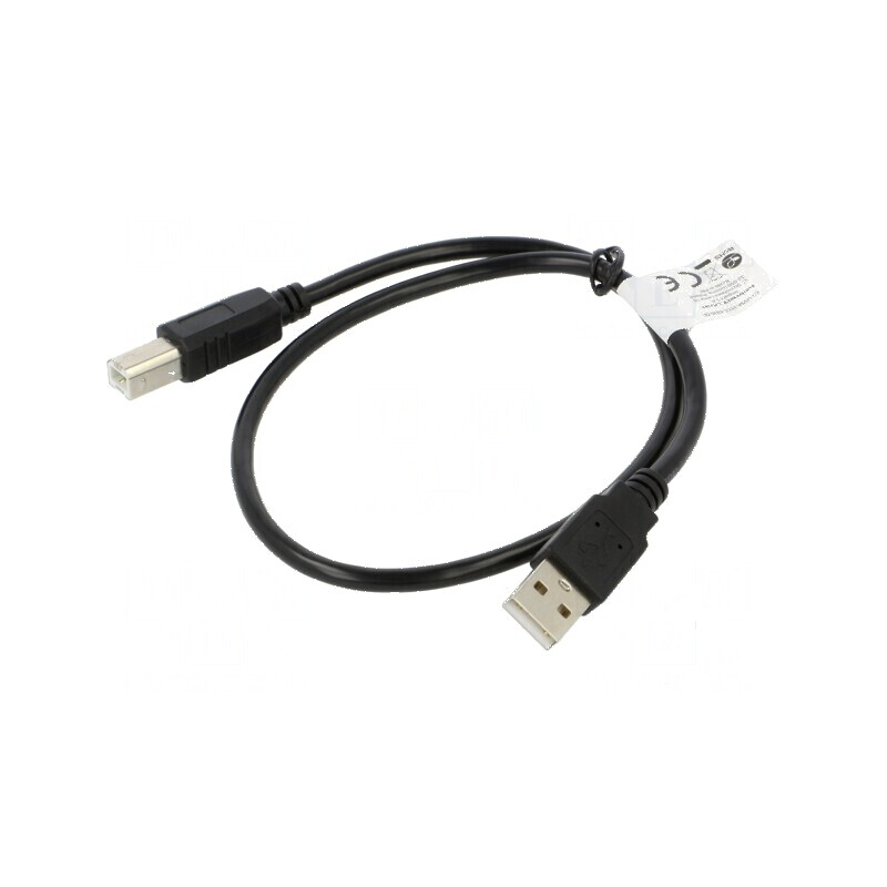 Cablu USB 2.0 A-B 0,5m negru cu conectori auriti | Electronic-mag.ro | Componente Electronice