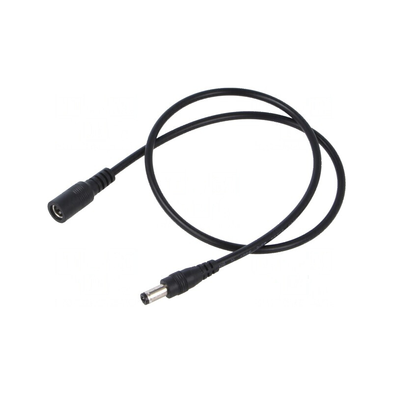 Cablu DC 5,5/2,5 mm2 cu mufă și soclu drept negru 2x0,5mm² | Electronic-mag.ro | Componente Electronice