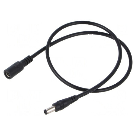 Cablu DC 5,5/2,5 mm2 cu mufă și soclu drept negru 2x0,5mm² | Electronic-mag.ro | Componente Electronice