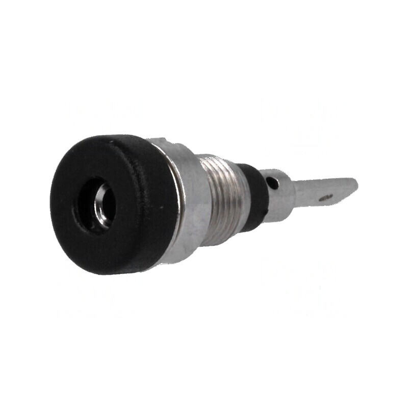 Conector banană 2mm soclu 10A negru nichelat 23mm | Electronic-mag.ro | Componente Electronice
