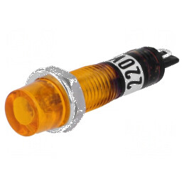Lampă de control neon concav portocalie 230VAC pentru lipit | Electronic-mag.ro | Componente Electronice