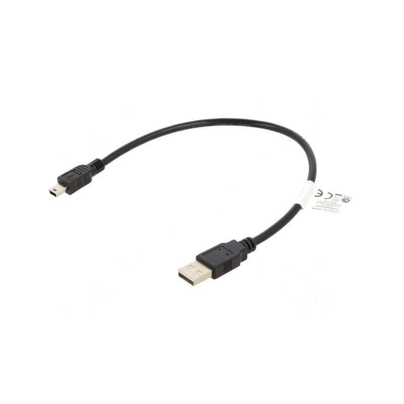 Cablu USB 2.0 A la B mini 0,3m negru aurit | Electronic-mag.ro | Componente Electronice