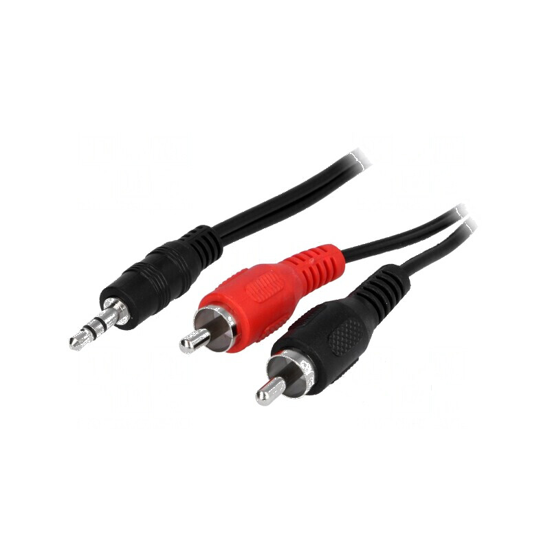 Cablu audio Jack 3,5mm la RCA x2, 0,2m, negru | Electronic-mag.ro | Componente Electronice