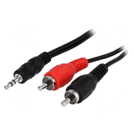 Cablu audio Jack 3,5mm la RCA x2, 0,2m, negru | Electronic-mag.ro | Componente Electronice