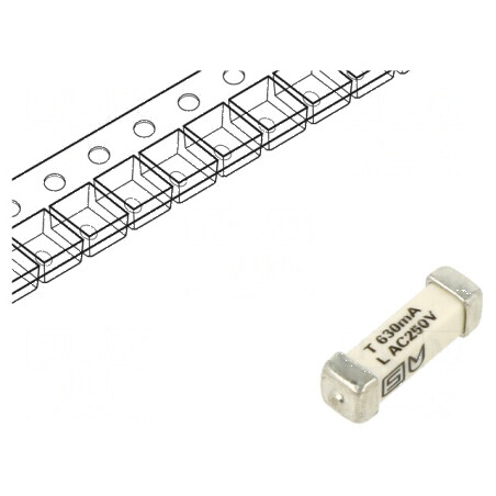Siguranţă întârziere 630mA 250VAC 125VDC SMD cupru | Electronic-mag.ro | Componente Electronice