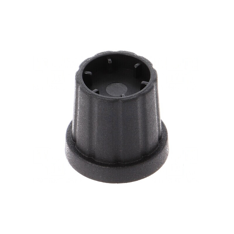 Buton rotativ plastic negru Ø16,5x19,2mm pentru flanşă Ø6mm | Electronic-mag.ro | Componente Electronice