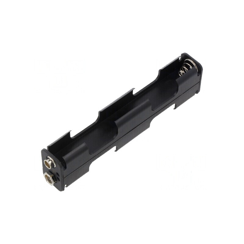 Suport baterii AA/R6 pentru 4 baterii tip 6F22, negru | Electronic-mag.ro | Componente Electronice