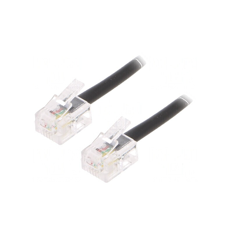 Cablu telefon RJ11 mufe ambele părți 2m negru | Electronic-mag.ro | Componente Electronice