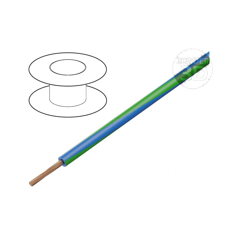 Cablu H05V-K LgY cu 0,75mm² PVC albastru-verde 100m | Electronic-mag.ro | Componente Electronice