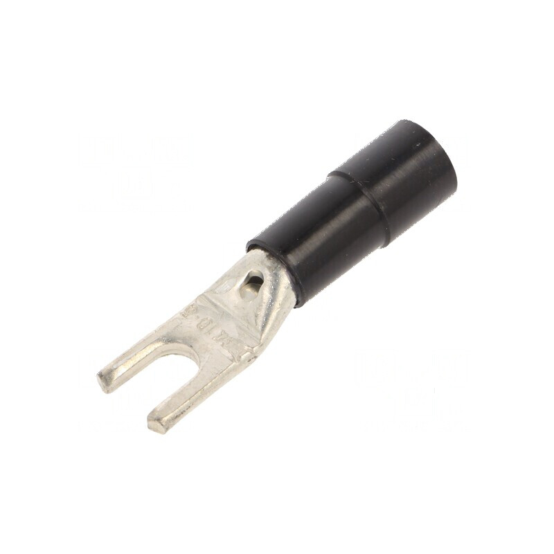 Furcă M5 Ø 5,3mm 10mm2 crimpat pe cablu izolată neagră | Electronic-mag.ro | Componente Electronice