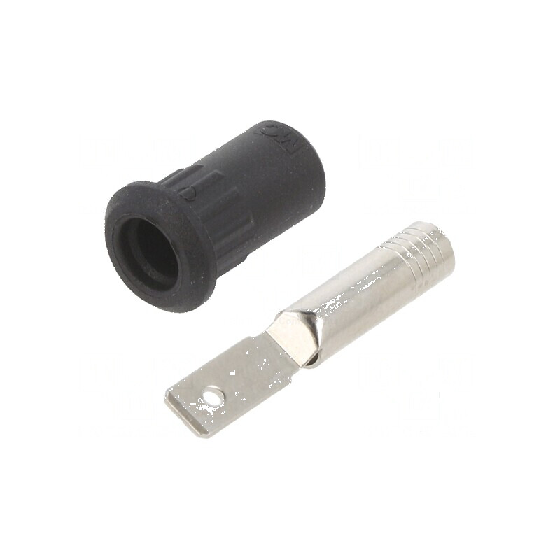 Conector banană 4mm soclu 25A 30VAC 60VDC negru nichelat | Electronic-mag.ro | Componente Electronice