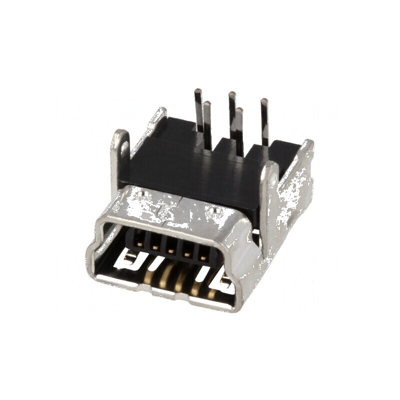 Conector USB B mini soclu 90° pentru PCB THT PIN 5 | Electronic-mag.ro | Componente Electronice