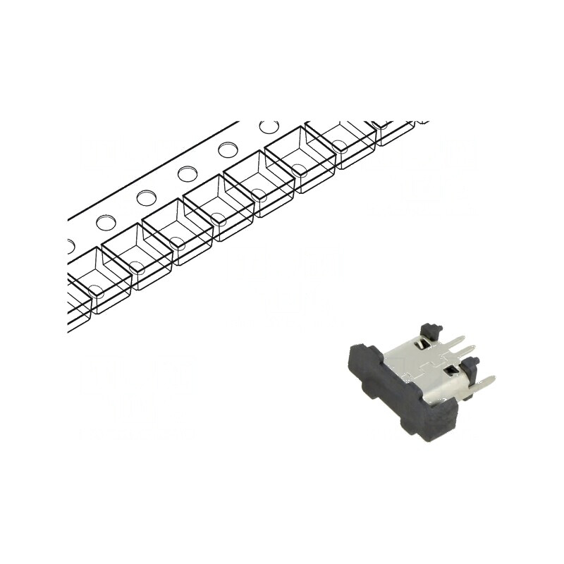 Conector USB B Micro Soclu SMT PIN 5 Vertical USB 2.0 1,8A | Electronic-mag.ro | Componente Electronice