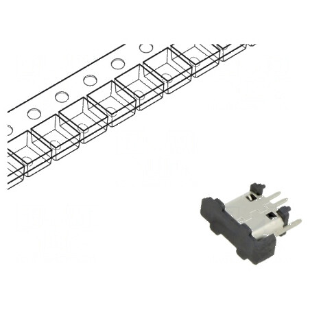 Conector USB B Micro Soclu SMT PIN 5 Vertical USB 2.0 1,8A | Electronic-mag.ro | Componente Electronice