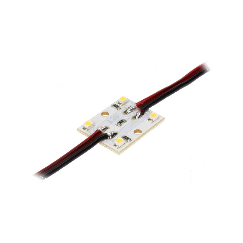 LED alb cald 0,48W 21lm 120° 4 diode 27x22mm 12VDC | Electronic-mag.ro | Componente Electronice