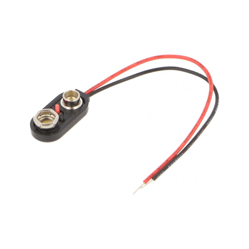 Conector 6F22 cu cabluri de 100mm pentru baterii 6F22/6LR61 | Electronic-mag.ro | Componente Electronice