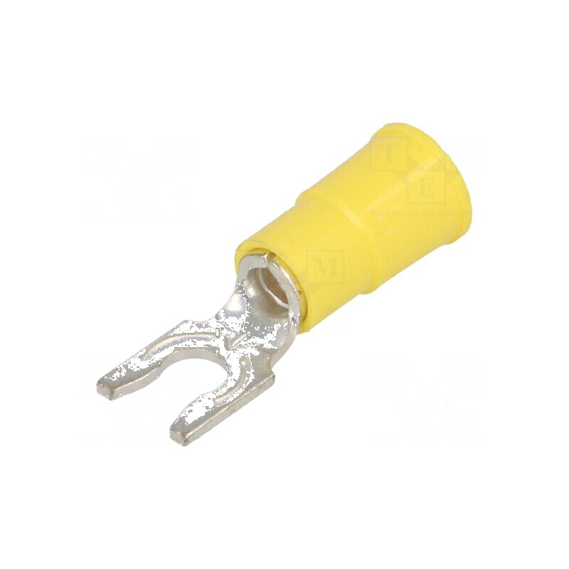 Furcă M4 Ø 4,32mm crimpat pe cablu izolată galbenă | Electronic-mag.ro | Componente Electronice