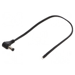 Cablu 2x0,5mm2 DC 5,5/2,1 mufa unghi negru 0,25m | Electronic-mag.ro | Componente Electronice