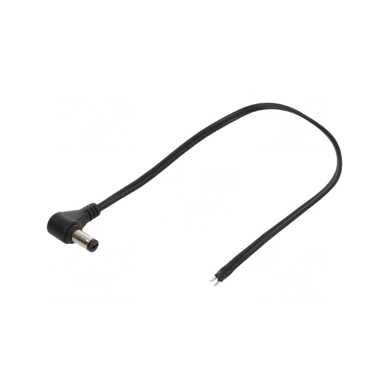 Cablu 2x0,5mm2 DC 5,5/2,1 mufa unghi negru 0,25m | Electronic-mag.ro | Componente Electronice