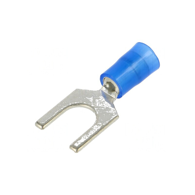 Furcă Vârf Ø 6mm cupru izolată, 1,5-2,5mm2 crimpat pe cablu | Electronic-mag.ro | Componente Electronice