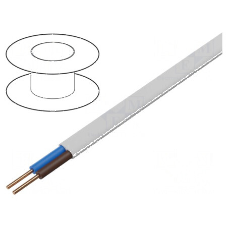 Cablu YDY 2x1mm² plat, sârmă Cu PVC alb, 300V/500V, 100m | Electronic-mag.ro | Componente Electronice