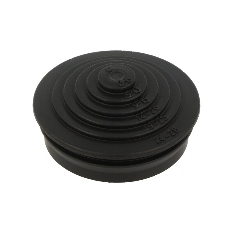 Manșon elastomer TPE negru pentru cablu Ø 0-28mm IP54 | Electronic-mag.ro | Componente Electronice