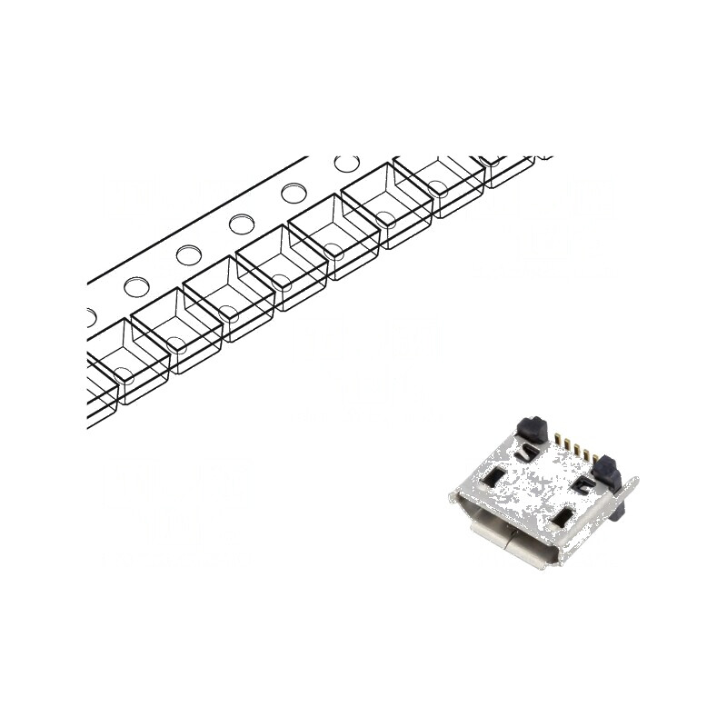Conector USB B Micro Soclu SMT 5 PIN Vertical USB 2.0 1.8A | Electronic-mag.ro | Componente Electronice