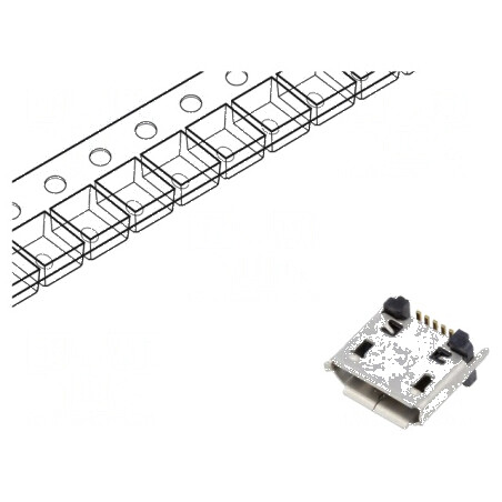 Conector USB B Micro Soclu SMT 5 PIN Vertical USB 2.0 1.8A | Electronic-mag.ro | Componente Electronice