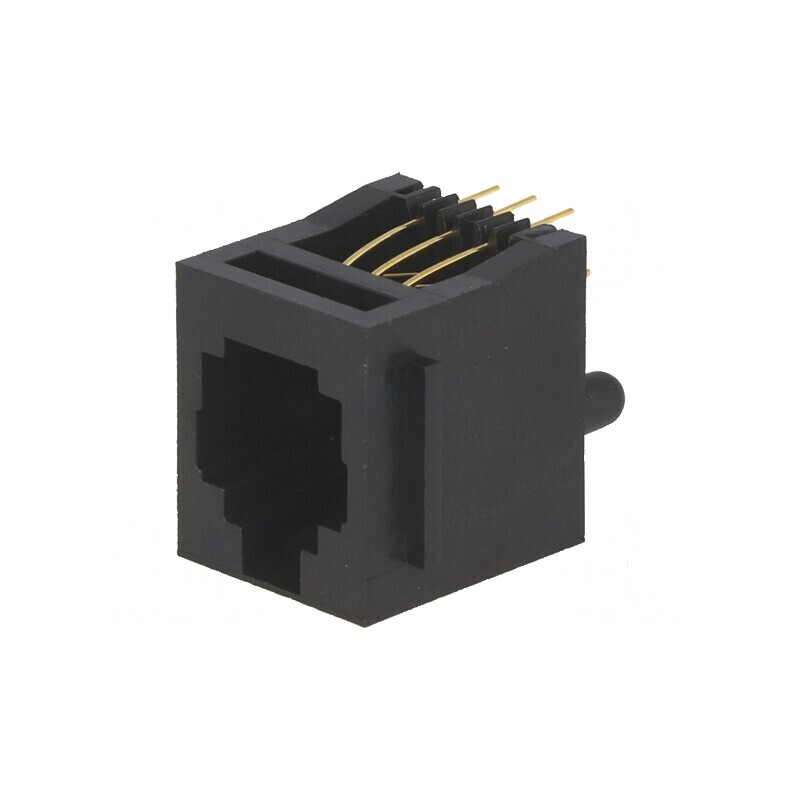 Conector RJ12 soclu 6 pini cu blocare panou poliester aurit | Electronic-mag.ro | Componente Electronice