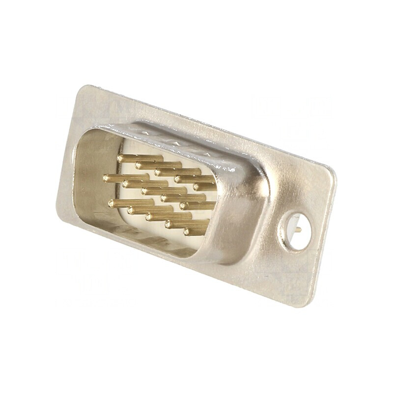 D-Sub HD 15 PIN Soclu Tată Drept THT 5A 15mΩ cu Placare Aurită - Conector Profesional | Electronic-mag.ro | Componente Electroni