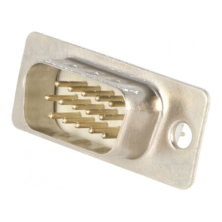 D-Sub HD 15 PIN Soclu Tată Drept THT 5A 15mΩ cu Placare Aurită - Conector Profesional | Electronic-mag.ro | Componente Electroni