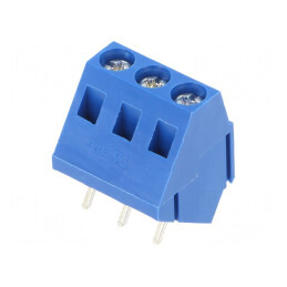 Regletă de Conexiuni pentru PCB în Unghi de 35° cu Piste de 5mm, Capacitate de 2,5mm² - 3 Canale | Electronic-mag.ro | Component