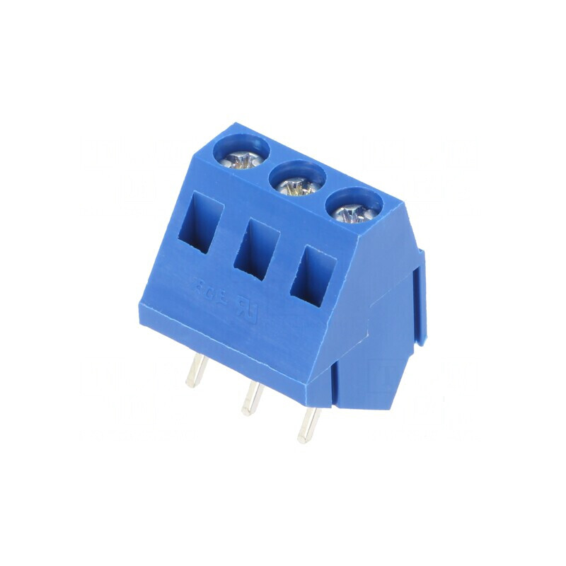 Regletă de Conexiuni pentru PCB în Unghi de 35° cu Piste de 5mm, Capacitate de 2,5mm² - 3 Canale | Electronic-mag.ro | Component