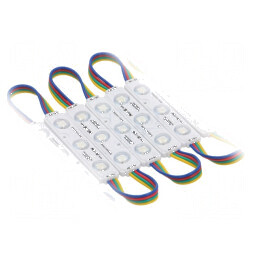 Banda LED RGB 0,72W IP67 cu unghi de dispersie 140°, 3 diode 5050, dimensiuni 75x15mm, 12VDC | Electronic-mag.ro | Componente El