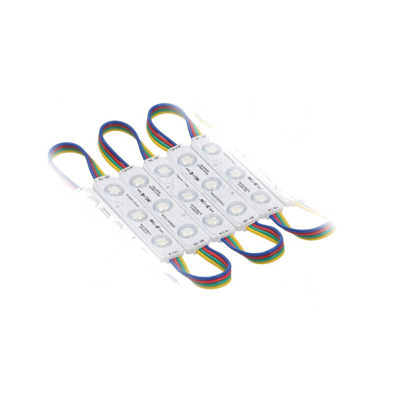 Banda LED RGB 0,72W IP67 cu unghi de dispersie 140°, 3 diode 5050, dimensiuni 75x15mm, 12VDC | Electronic-mag.ro | Componente El