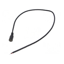 Cablu DC 2x0,5mm² cu soclu drept 5,5/2,1mm, negru, 0,5m, rezistent la temperaturi între -20°C și 80°C | Electronic-mag.ro | Comp