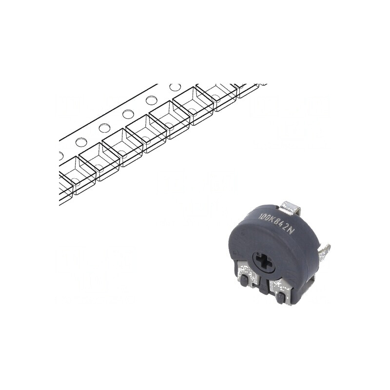 Potențiometru de montare singură, tură orizontală, 100kΩ, 150mW - Componentă electronică de calitate | Electronic-mag.ro | Compo