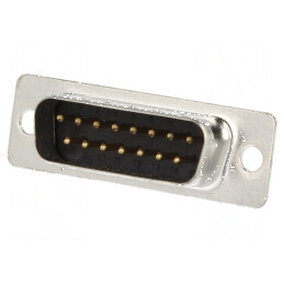 Mufă D-Sub 15 PIN Masculină cu Cablu Lipire Neagră, Placare Aurită | Electronic-mag.ro | Componente Electronice