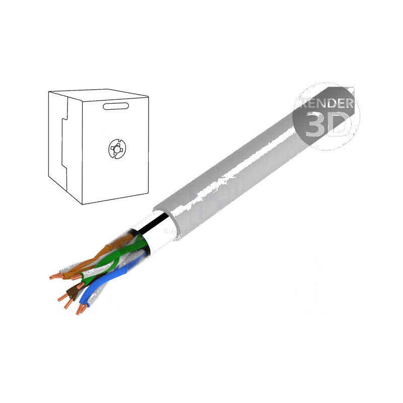 Cablu F/UTP 5e 4x2x24AWG Sârmă Cu PVC Gri 305m, Ø 6,5mm | Electronic-mag.ro | Componente Electronice