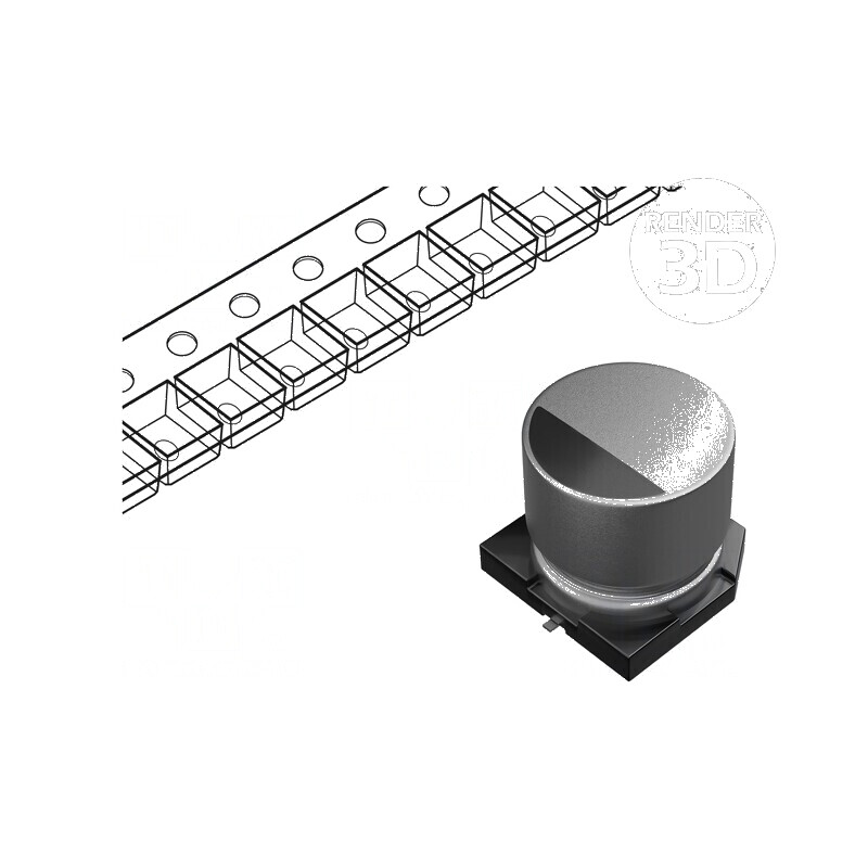 Condensator Electrolitic SMD 100uF 35VDC Ø6,3x7,7mm - Durată de Viață 2000h | Electronic-mag.ro | Componente Electronice