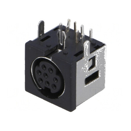 Conector DIN mini soclu mamă PIN 8 THT unghi 90° - Componentă electronică de înaltă precizie | Electronic-mag.ro | Componente El