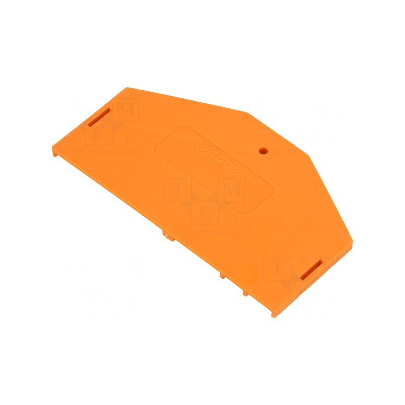 Placă extremitate despărţitoare portocalie 281 - Dimensiuni 2,5x37x61,5mm | Electronic-mag.ro | Componente Electronice