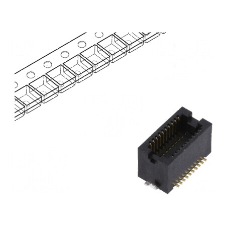 Conector PCB-PCB Tată PIN 20 0,5mm H 4,3mm DF12N Aurit SMT - Componente Electronice Profesionale | Electronic-mag.ro | Component