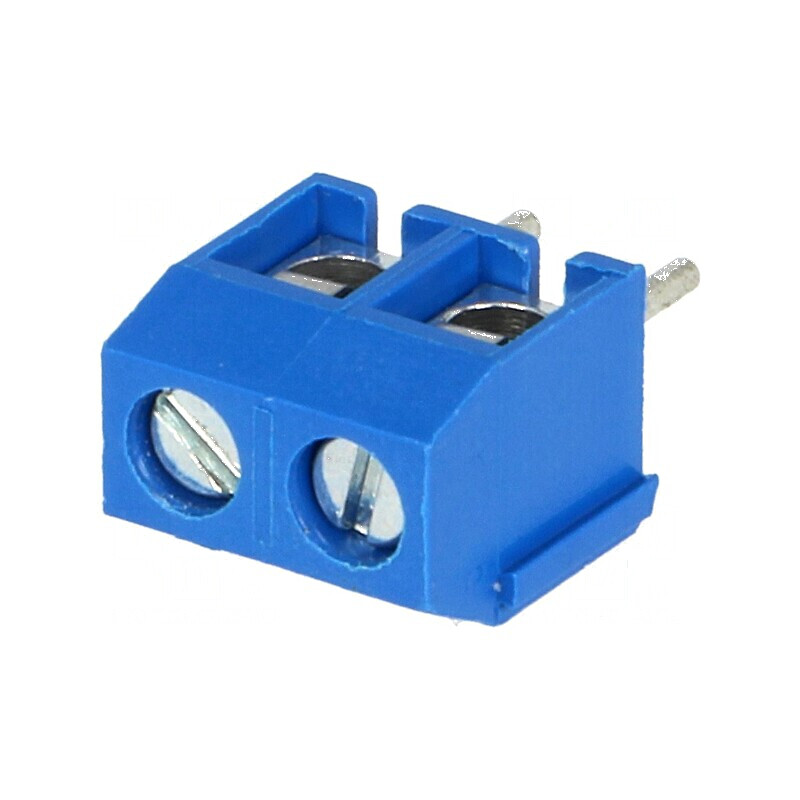 Regletă de Conexiuni pentru PCB în Unghi de 90°, Piste de 5mm, Capacitate de 1,5mm², 2 Conexiuni | Electronic-mag.ro | Component