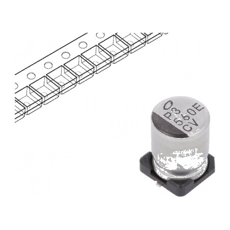 Condensator Electrolitic Low ESR SMD 560uF 25VDC Ø8x10mm - Componentă Electronică de Înaltă Performanță | Electronic-mag.ro | Co