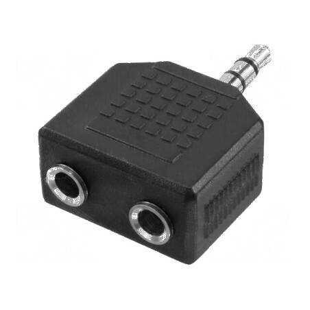 Adaptor Jack 3,5mm - Soclu dublu și mufă neagră pentru conectivitate audio | Electronic-mag.ro | Componente Electronice