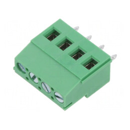 Regletă de Conexiuni pentru PCB în Unghi de 90° cu 4 Piste de 5mm și Capacitate de 2,5mm² | Electronic-mag.ro | Componente Elect